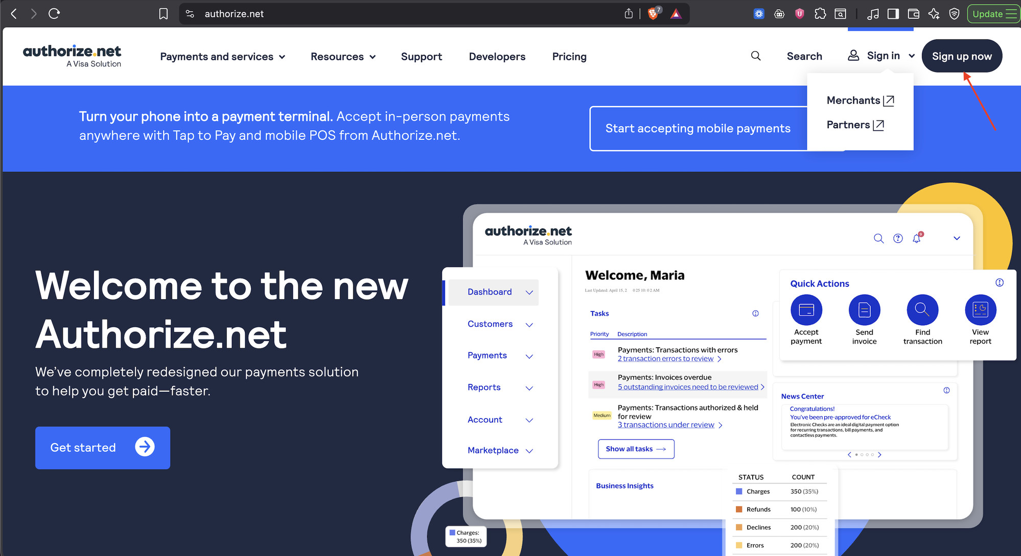 Authorize.net Sign Up